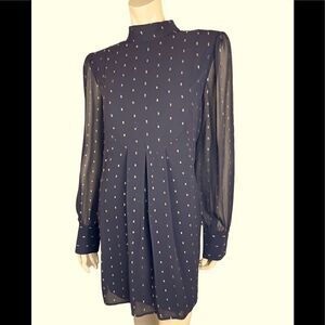 NWOT Catherine Malandrino Black/Platinum Chiffon Babydoll Dress Size 12